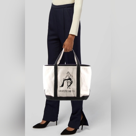 Lafayette 148 New York Handbags - Lafayette Vintage 148 New York Elegant Cream and Black Tote